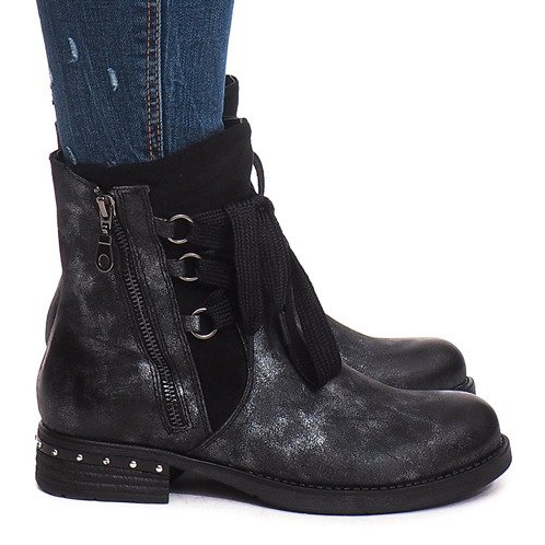 Warm, worn boots S113 Black