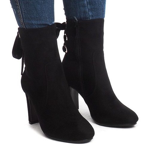 Suede boots on a heel 16091-11 Black