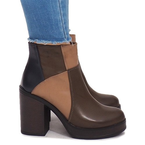 Boots On Heel With Elastic YBS280 Khaki multicolored green