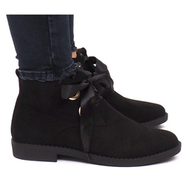 Suede Booties and Bows C-15 Black Suede Booties and Bows C-15 Black
