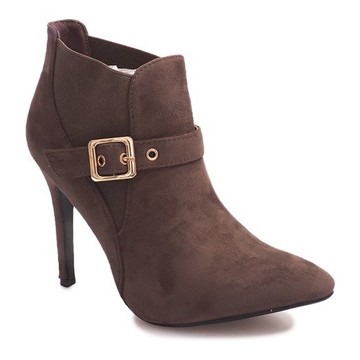 Boots On High Heel Suede PK097 Khaki multicolored green