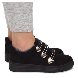 Sneakers With Velcro With Sequins AB-3 Black