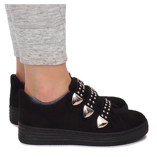 Sneakers With Velcro With Sequins AB-3 Black