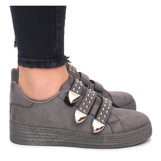 Sneakers With Velcro With Sequins AB-3 Gray grey