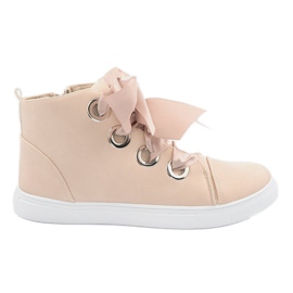 Suede Boots and Bows TL0147 Beige Suede Boots and Bows TL0147 Beige