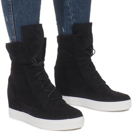 Black Suede Indian Wedge Sneakers