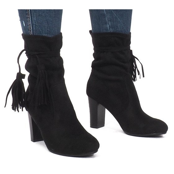 Isabelle Black Fringed Booties