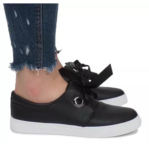 Black Sneakers with Bows Lou Black Sneakers with Bows Lou