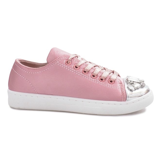 Beige Decorated Diamond Sneakers pink