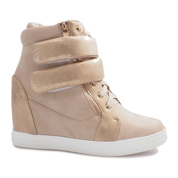 Beige suede sneakers with Velcro Amelia