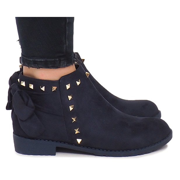 Suede boots with a zipper LL-168 Navy Blue