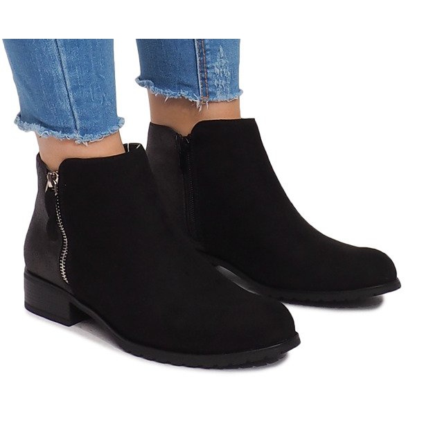 Suede boots with a zipper M49-6 Black