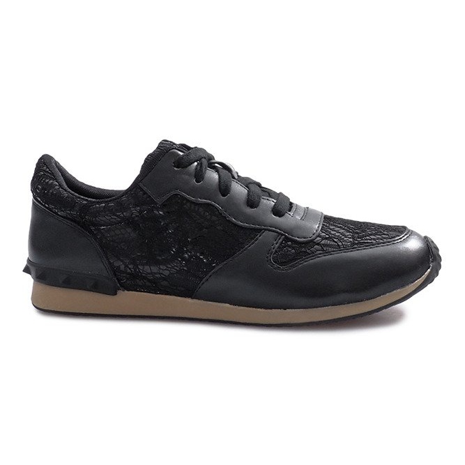 Black sneakers with lace Lou
