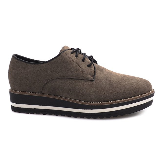 Olive lace-up shoes from Paulette khaki
