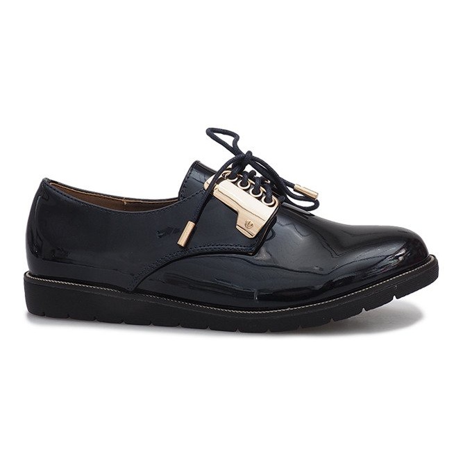 Navy blue lacquered shoes Rose