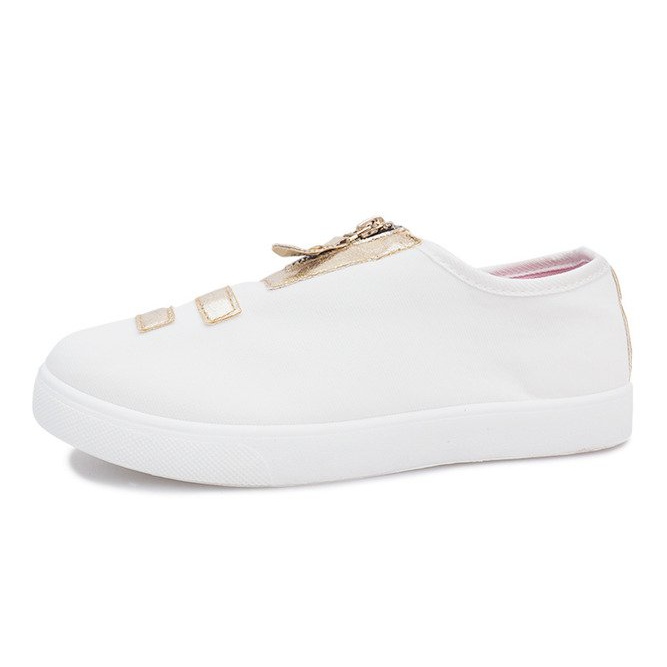 White sneakers with a Simple zipper golden