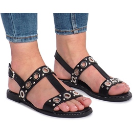 Black flat studded Saint