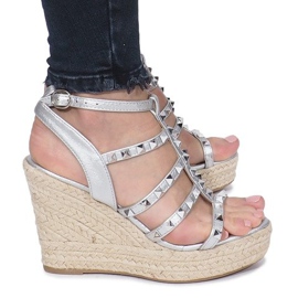 Silver wedge sandals Mood espadrilles grey