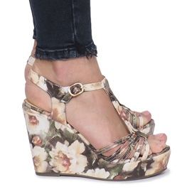 Beige wedge sandals Beige Flowers espadrilles