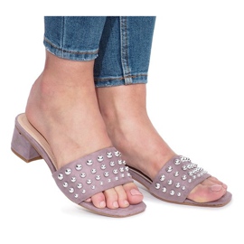 State purple studded slippers