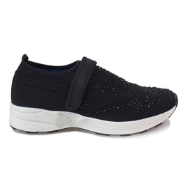 Black diamond-embellished spot shoes JT16-1
