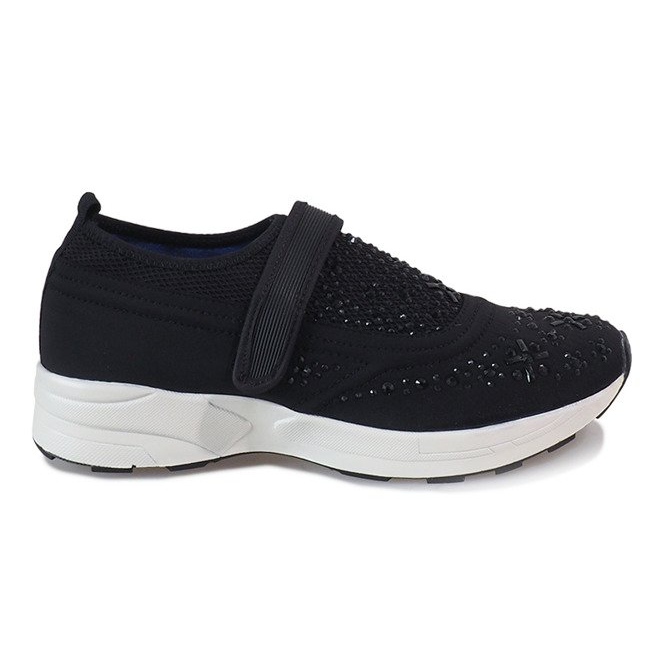 Black diamond-embellished spot shoes JT16-1