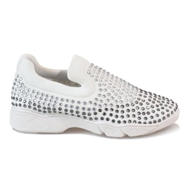 White diamond-embellished spot shoes JT12-41