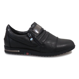 Black low shoes with a zipper H034