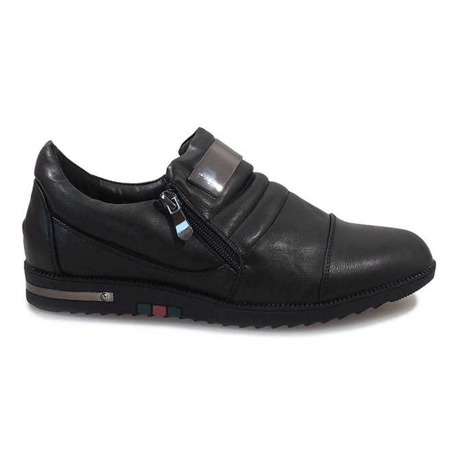 Black low shoes with a zipper H034