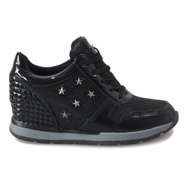 Black wedge sneakers with stars BM1915-3