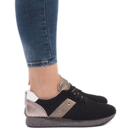 Black sports sneakers with mesh 5510-1