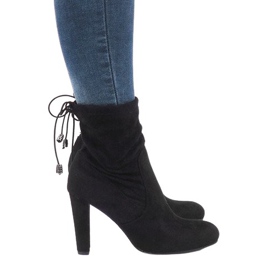 Black suede ankle boots on the E4873 post