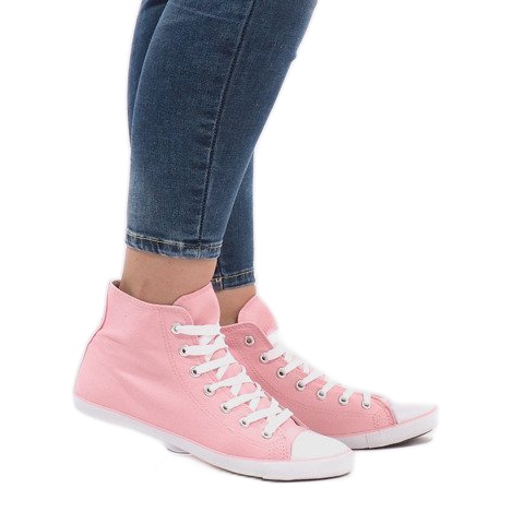 Pink fabric high sneakers 7-1017