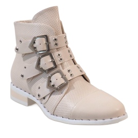 Beige boots with buckles 7161-PA