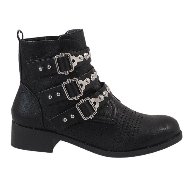 Black boots with buckles 7168-PA