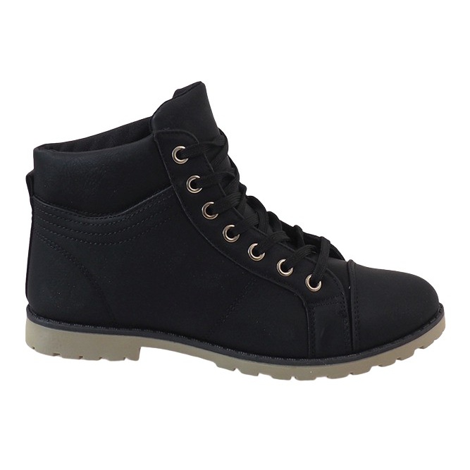 Black lace-up boots BK-77