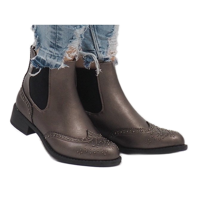 Gray boots with studs K86 Jodhpur boots grey