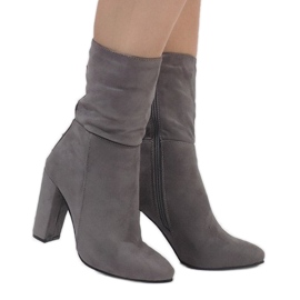 Gray suede ankle boots on the YA-2726 post grey