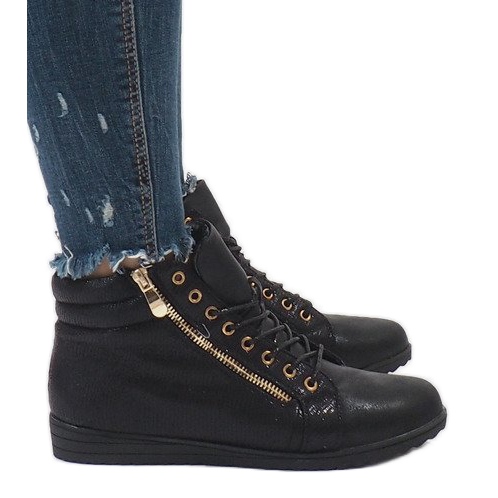 Black lace-up boots R43L-1