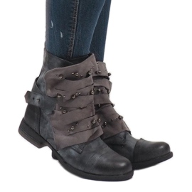 Gray lace-up insulated boots BL698-KB grey