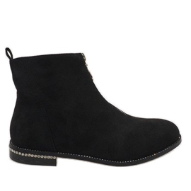 Black suede ankle boots with a LL6300 zipper