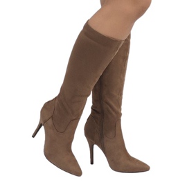 Taupe boots on a heel 1101-2 brown Taupe boots on a heel 1101-2 brown