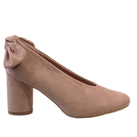 Pink suede pumps on the LL-93P post