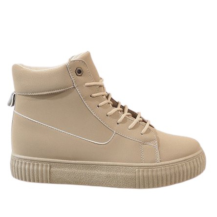 892-PA Beige Lace-Up Creepers