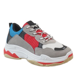 Black fashionable sports shoes D1901-L65 grey multicolored