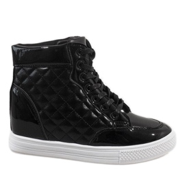 Black sneakers with quilted wedge DD478-1 Black sneakers with quilted wedge DD478-1