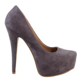 Gray suede platform on a LE107A heel grey