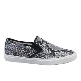 Men's white slip on sneakers YDB-9 black