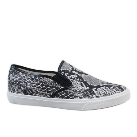 Men's white slip on sneakers YDB-9 black
