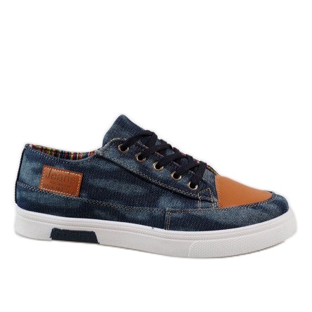 Navy blue men's sneakers A9501
